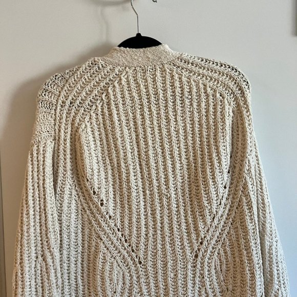 ATM Long Ivory Cream Chunky Oversized Knit Cotton Cardigan Small - Picture 6 of 8